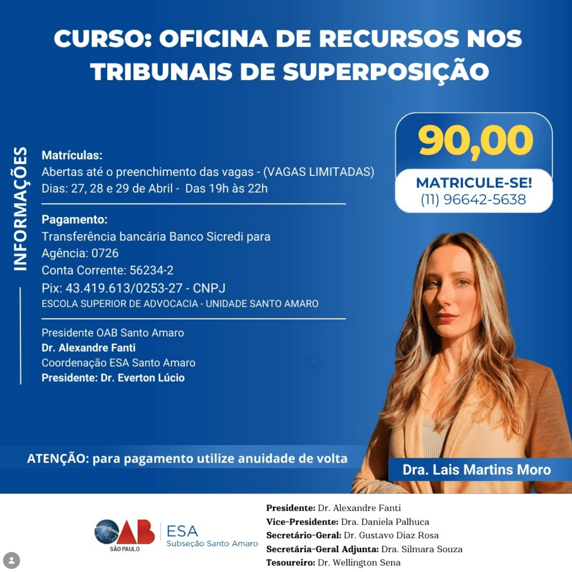 📙 ESA STO AMARO: Oficina de Recursos nos Tribunais de Superposição