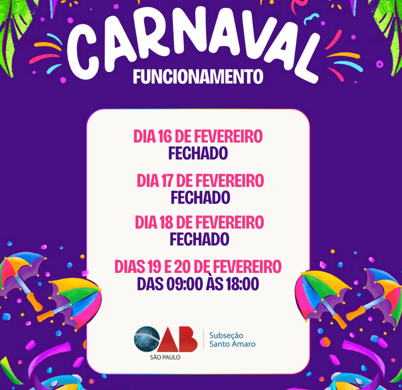 Comunicado: Expediente Carnaval