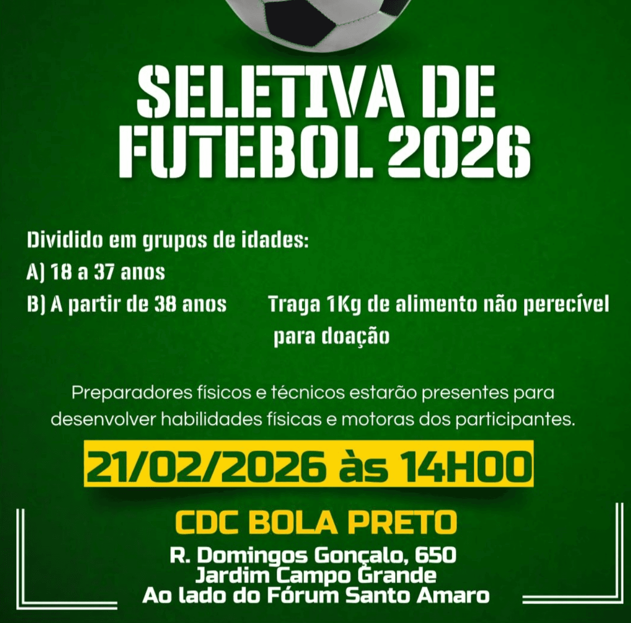 ⚽🔥 Seletiva de Futebol 2026