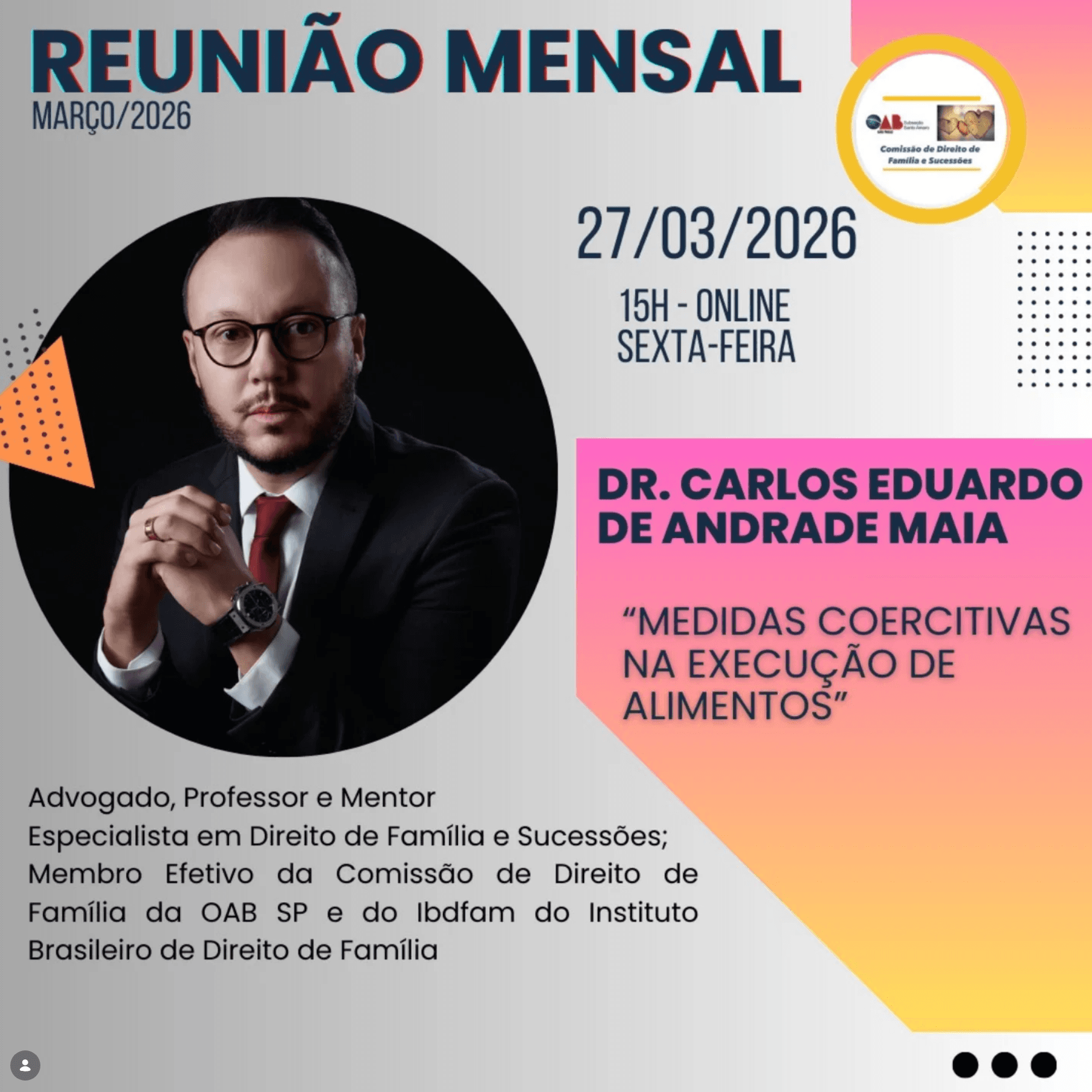 Reunião Mensal da Comissão de Direito de Família e Sucessões