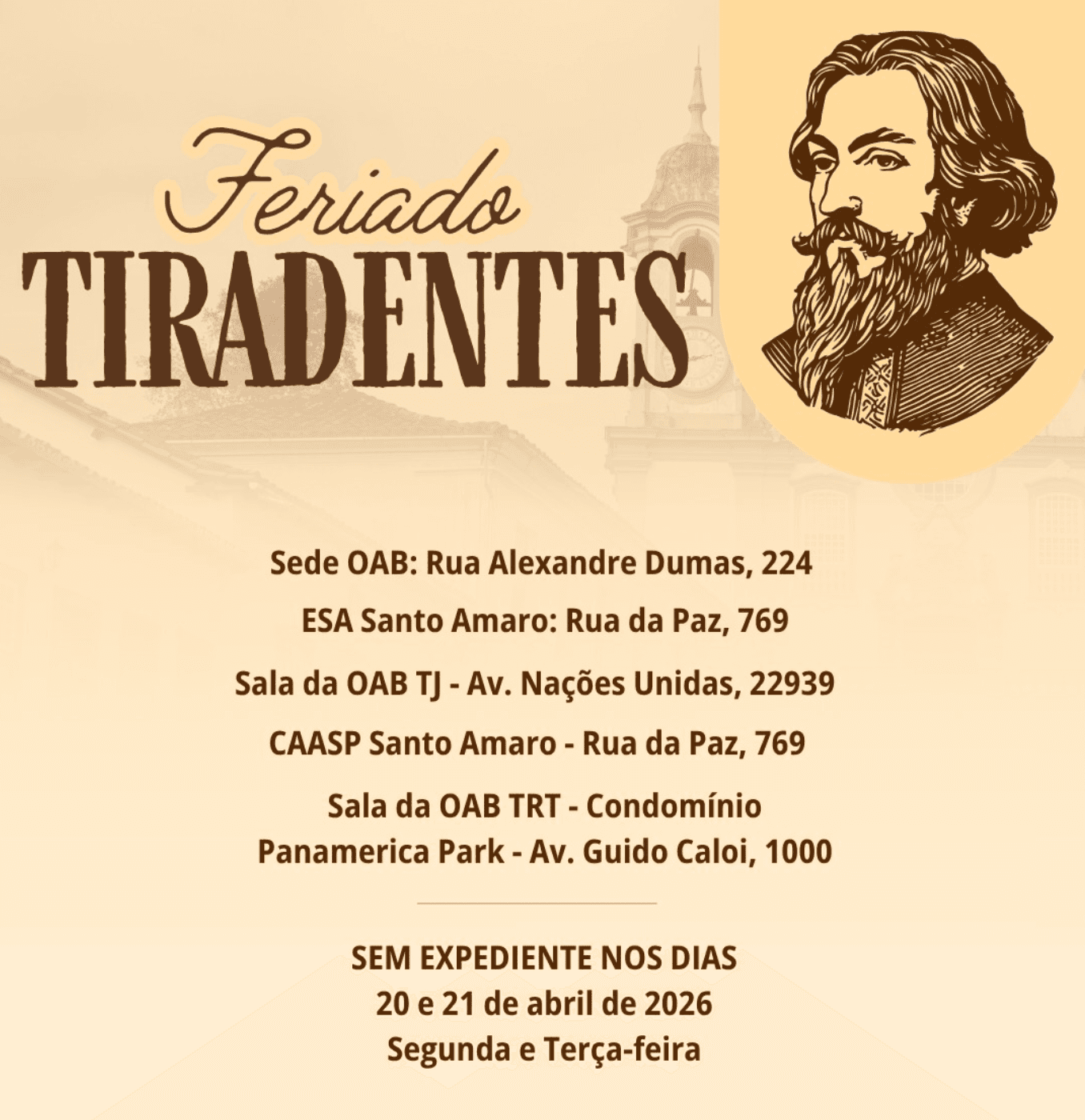 📢 Comunicado – Feriado de Tiradentes