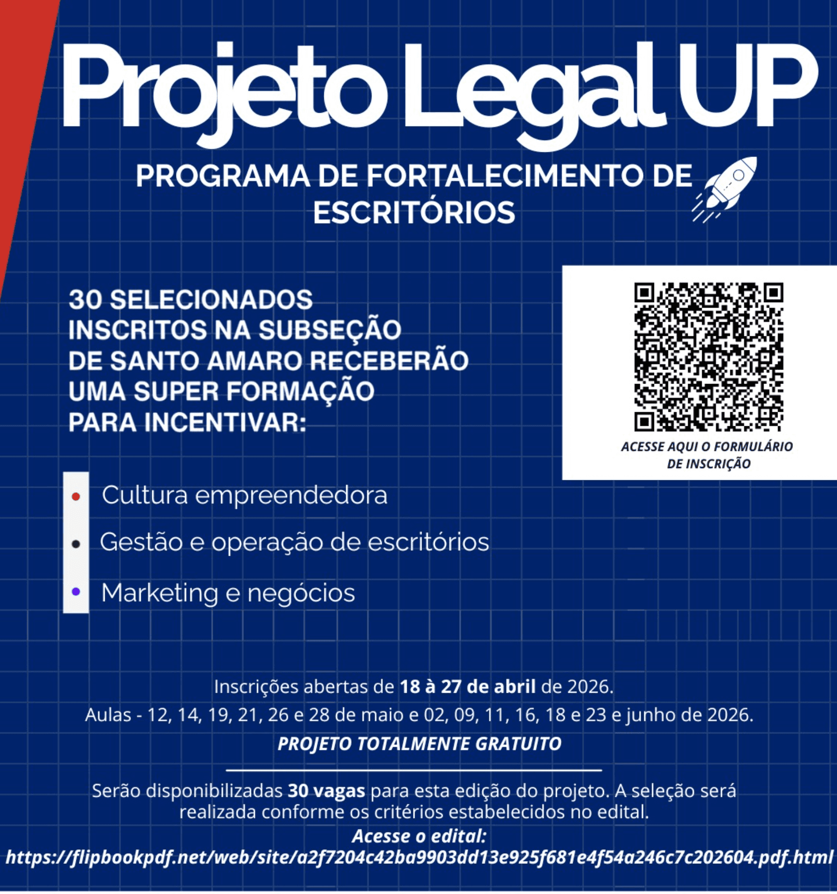 🚀 INSCRIÇÕES PRORROGADAS! 🚀 Projeto Legal UP!
