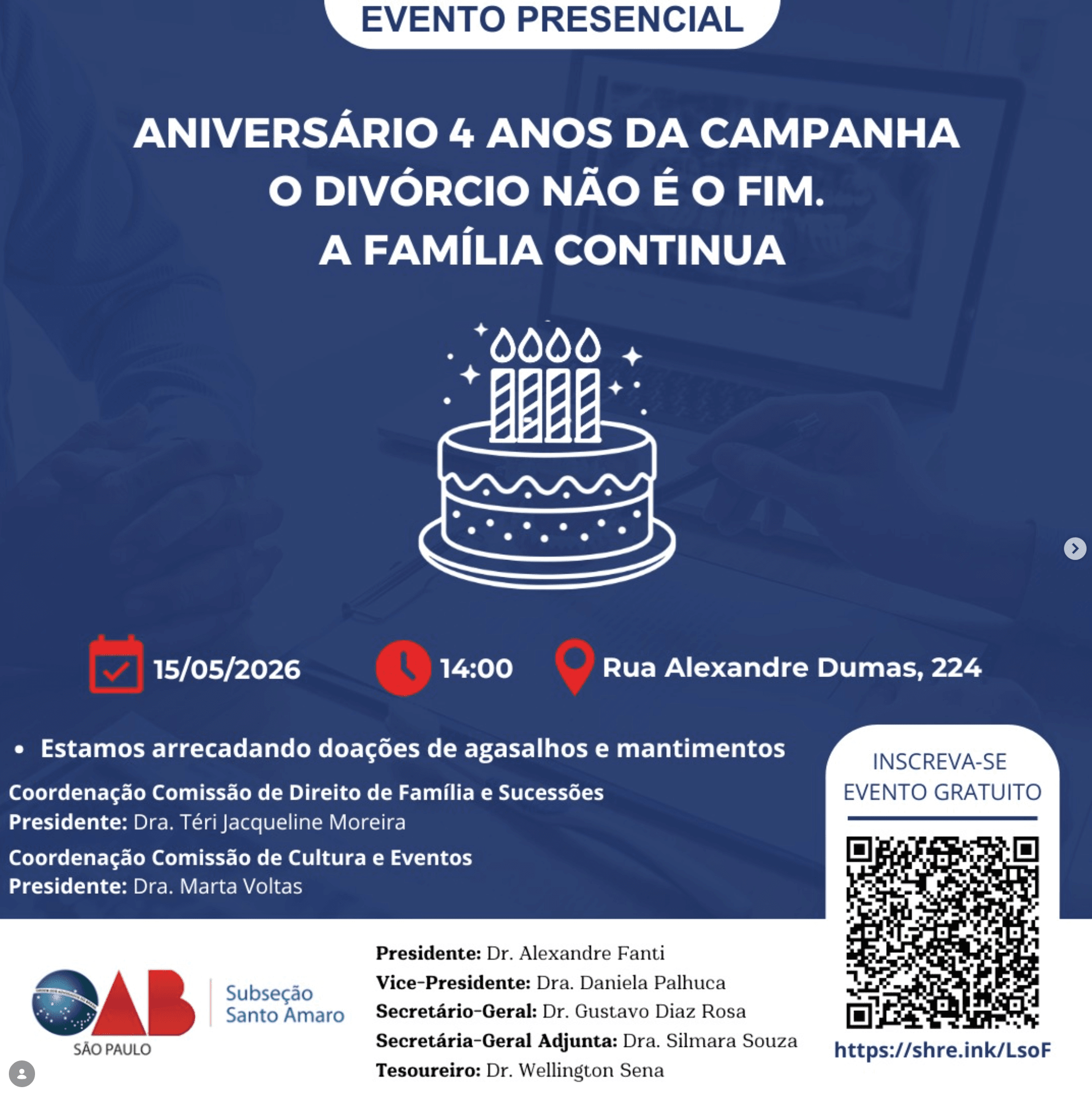 🎉  Aniversário de 4 anos da Campanha "O divorcio não é o fim. A família continua."