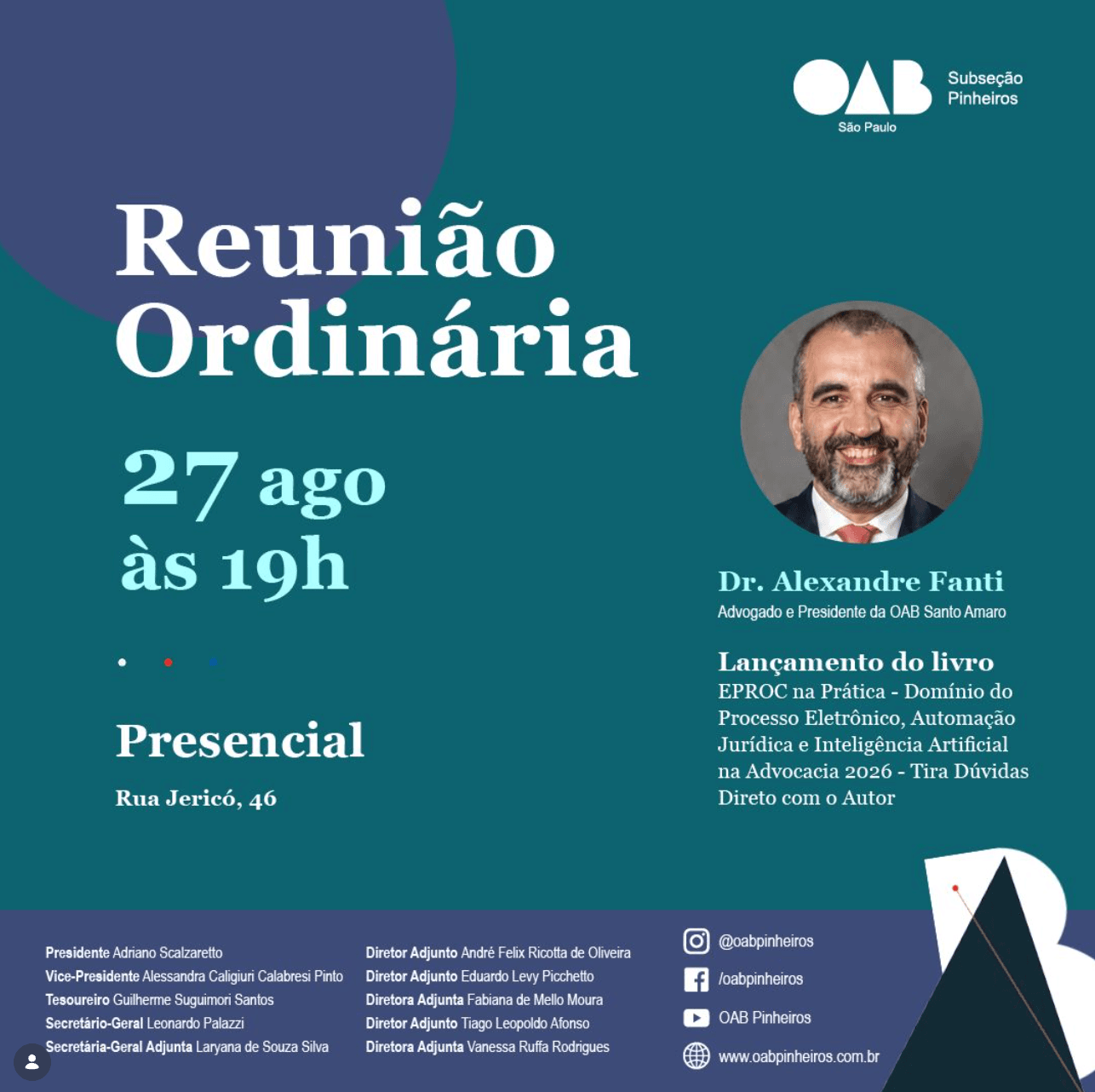Reunião Ordinária + Lançamento de Livro