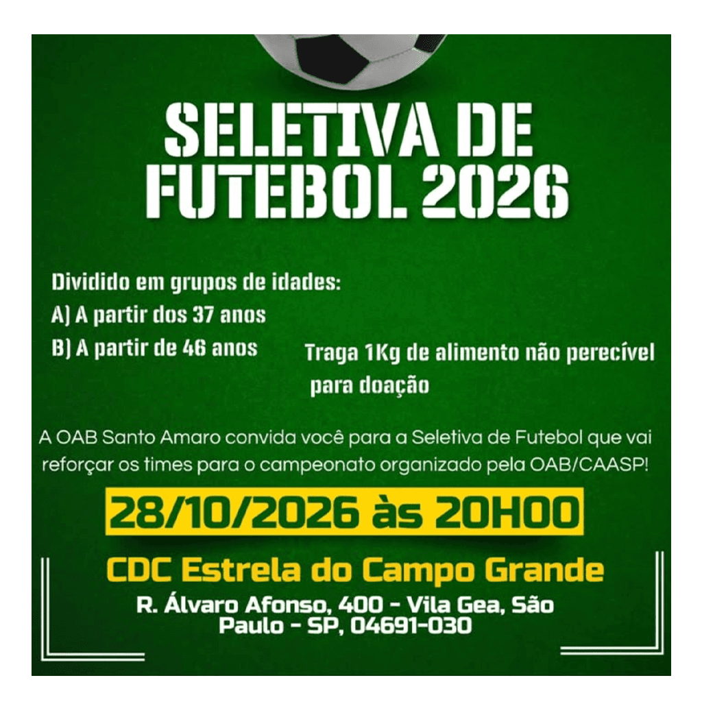 ⚽ Seletiva de Futebol da Subseção Santo Amaro ⚽