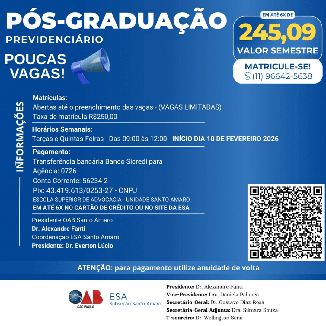 📙 ESA STO AMARO: Pós Graduação - Direito Previdenciário