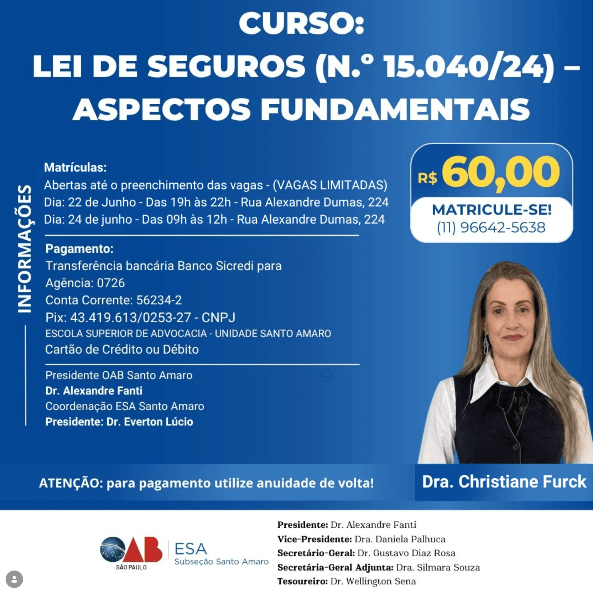 📙 ESA Santo Amaro: Lei de Seguros (N.º 15.040/24) – Aspectos Fundamentais
