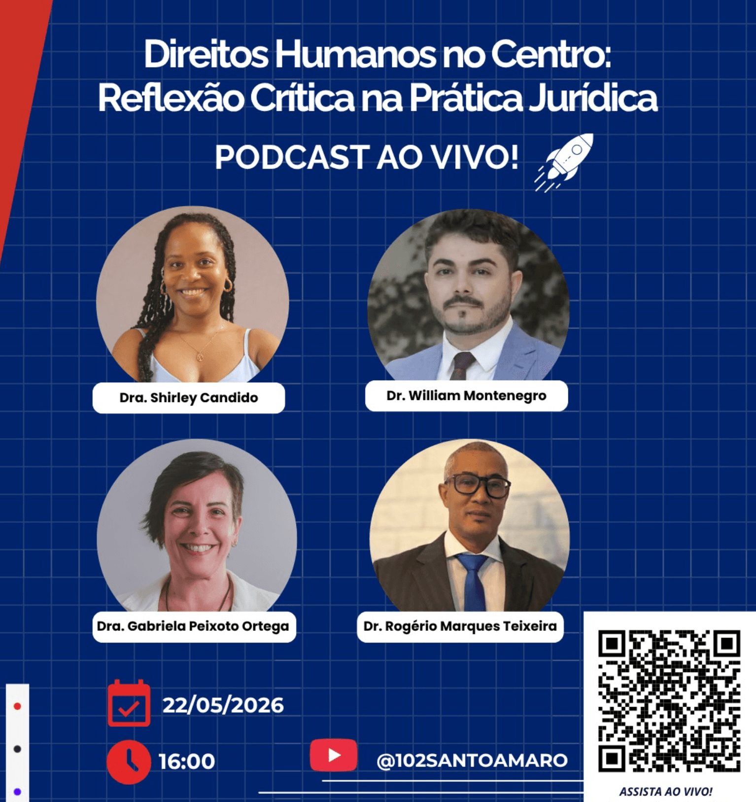 🎙️ PODCAST AO VIVO: Direitos Humanos no Centro: Reflexão Crítica na Prática Jurídica