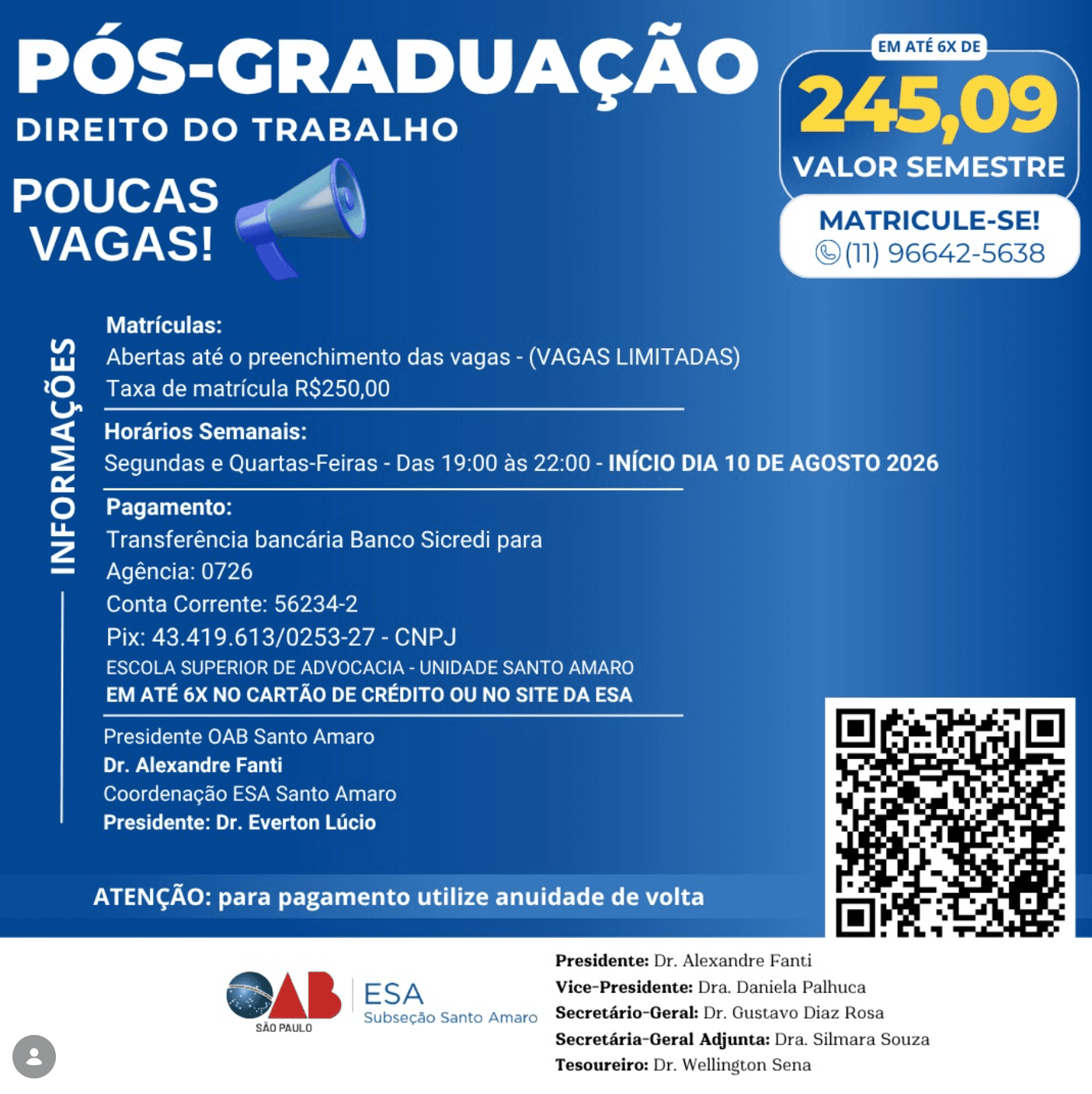 📙 ESA Santo Amaro PÓS-GRADUAÇÃO: DIREITO DO TRABALHO