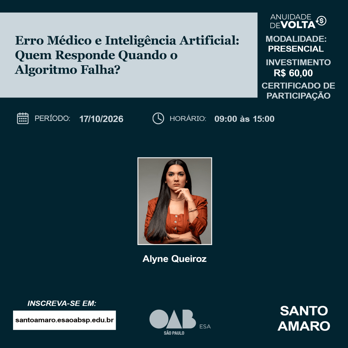 📙 ESA Santo Amaro: Erro Médico e Inteligência Artificial: Quem responde quando o algoritmo falha?